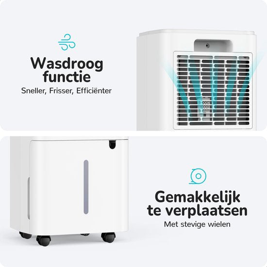Bloomfold Luftentfeuchter - 12L pro Tag - inkl. Wasch-Trocken-Funktion - geeignet für Wohnzimmer, Schlafzimmer & Badezimmer - Luftentfeuchter - Weiß