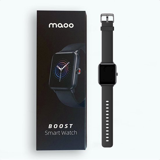 MAOO BOOST Smartwatch - Wasserdicht - Smartwatch Männer - Smartwatch Frauen - Schrittzähler - Uhr - Sinterklaas Geschenk - Schwarz