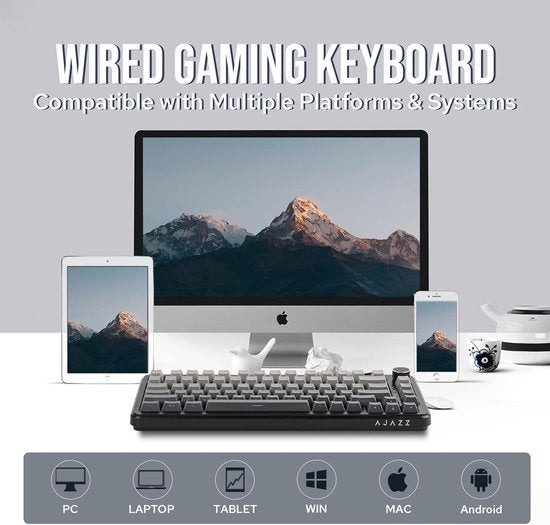 Ajazz RGB Mechanische Gaming-Tastatur - 75% kabelgebundene - Hall-Effekt Rapid Trigger - Seitlich bedruckte Tasten - Dichtung - Hot Swap - 8K Hz Polling Rate - QWERTY - 82 Tasten - Gradient Grey