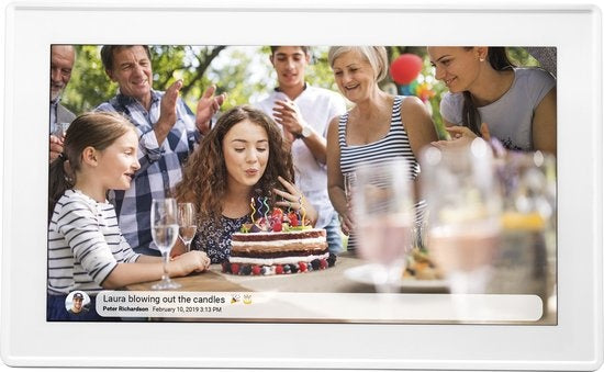Denver Digitaler Fotorahmen 15,6-Zoll FULL HD - Frameo App - Fotorahmen - 8GB - IPS-Touchscreen - PFF1514 - Weiß