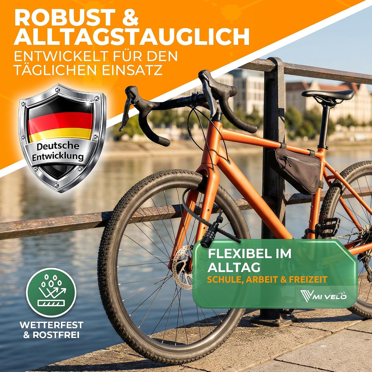 Mivelo Kabelbinder-Schloss mit Zahlencode – Für Helm, Fahrrad und Roller – Ø 50 cm