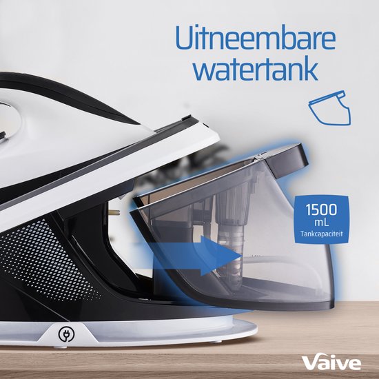 VAIVE - Dampf Bügeleisen - mit Dampfgenerator - 3100W - 1,5 L Wassertank - Schwarz/Weiß