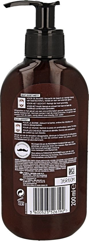 L'Oréal Paris Men Expert BarberClub 3-in-1-Gesichtsreiniger – 200 ml – Reiniger für Bart, Gesicht und Haare