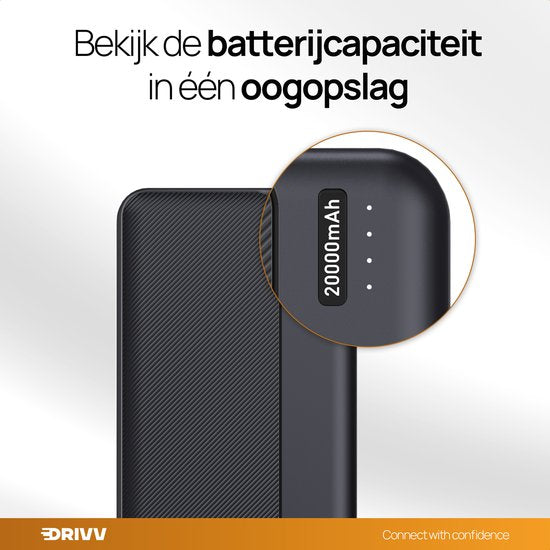 Drivv. Powerbank 20.000 mAh - Inklusive 100-W-Ladekabel - 22,5-W-Schnellladegerät - Quick Charge USB 3.0 - USB C - Geeignet für iPhone, Samsung und mehr