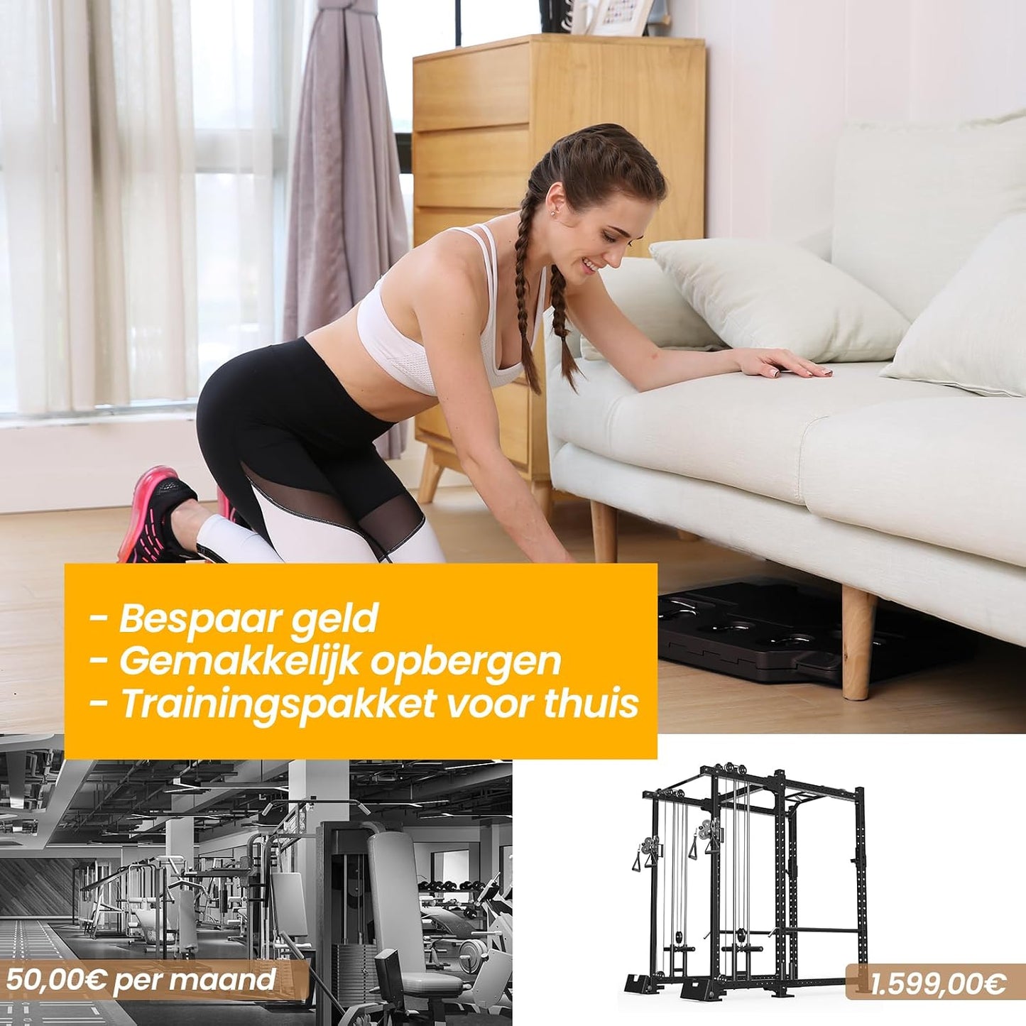 DH FitLife Komplettes Heimtrainingsset mit Widerstandsbändern – 86 x 50 x 2,5 cm – Schwarz
