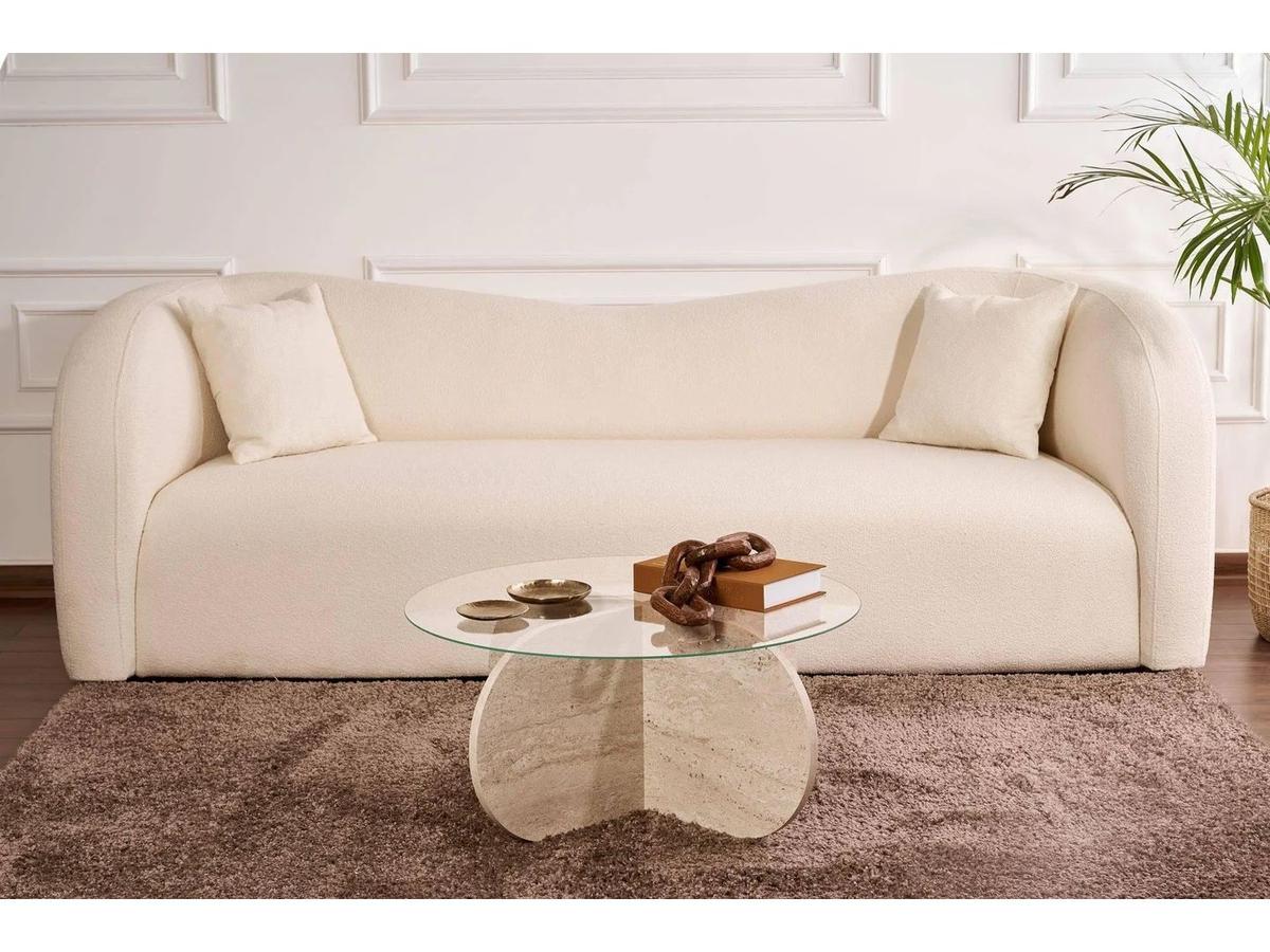Kalune Design Aeris Couchtisch – Transparent – Travertin – 110 x 60 x 40 cm