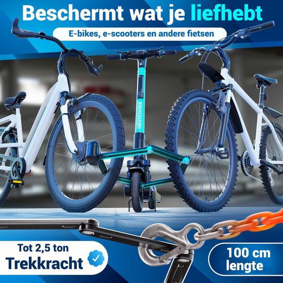 Nextcover Faltschloss 100cm FoldOne Pro | Fahrradschloss mit drei Schlüsseln | Fahrradschloss mit Halterung | Schloss für Fahrräder, E-Bikes, E-Scooter | SteelSecure Technology 3.0