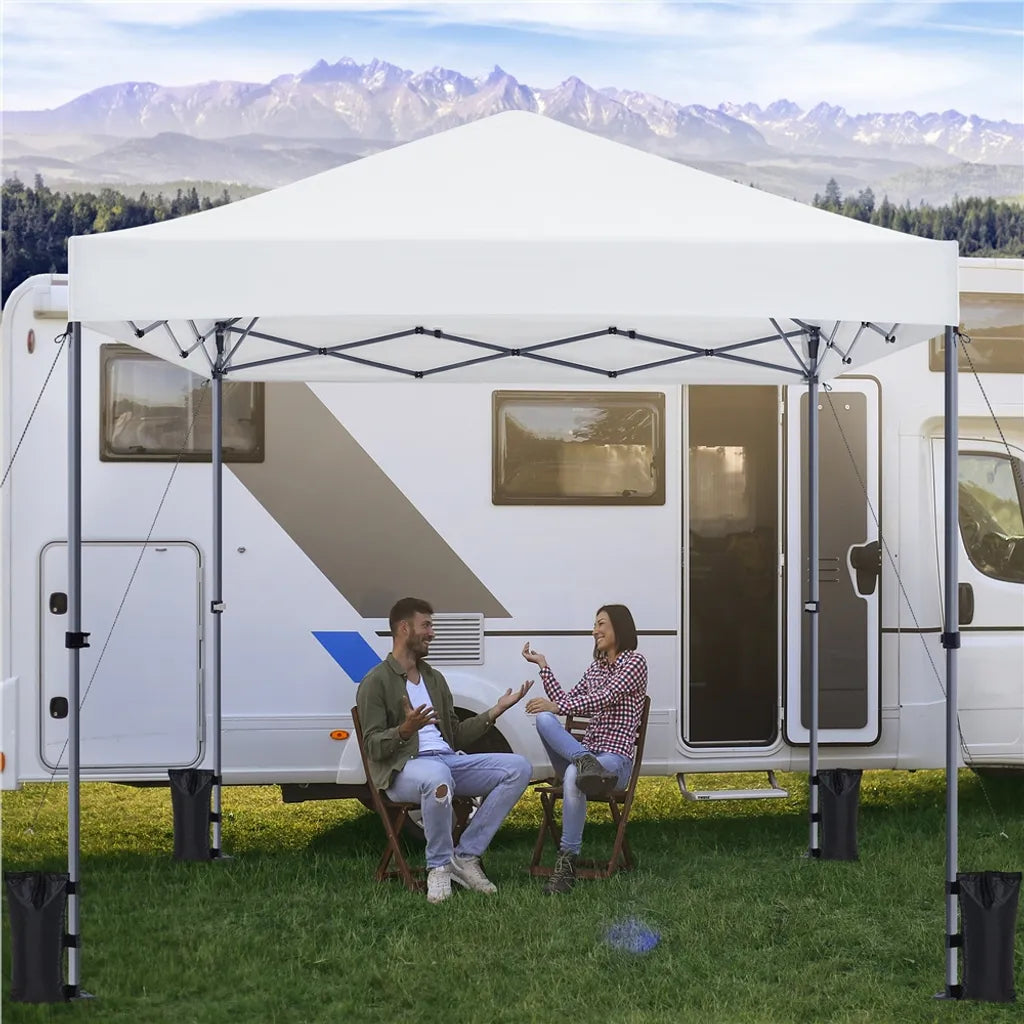 Yaheetech Faltbares Partyzelt 3 x 3 m – Weiß – Pop-up-Pavillon mit UV50+-Schutz