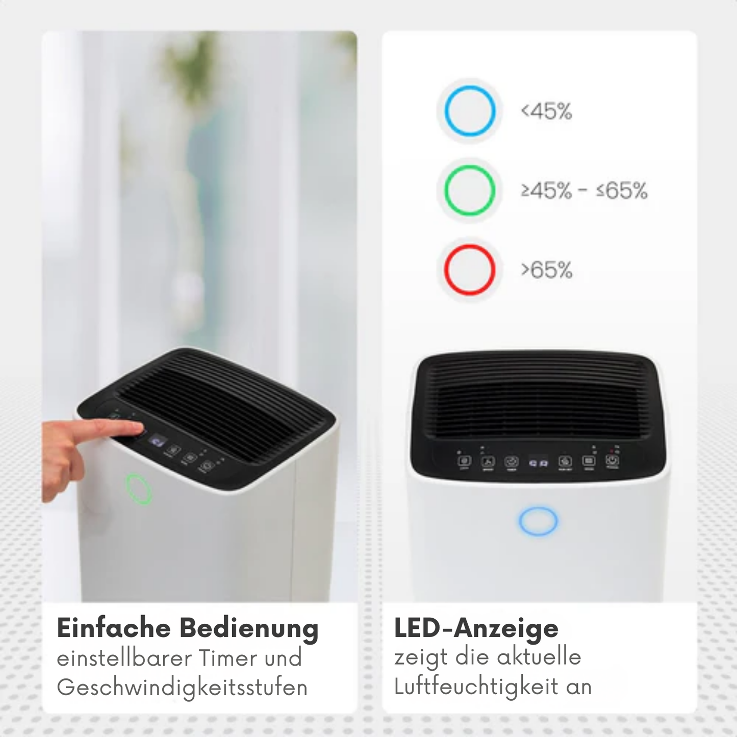 Auronic Luftentfeuchter - 12 Liter pro Tag - Wash-Dry-Funktion - 185 W - 30,5 x 26,5 x 52 cm - Weiß