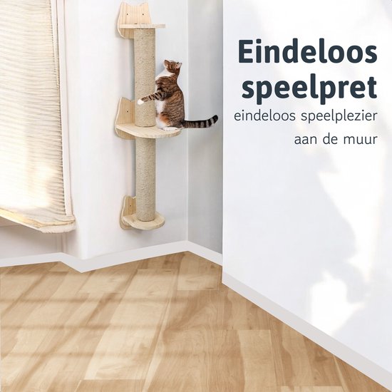 Katzenkletterwand - Kratzbaum - 2 Plattformen - Katzenkletterwand - Wand - Katzenkletterwand - Für große Katzen - Kletterwand - Komplettset