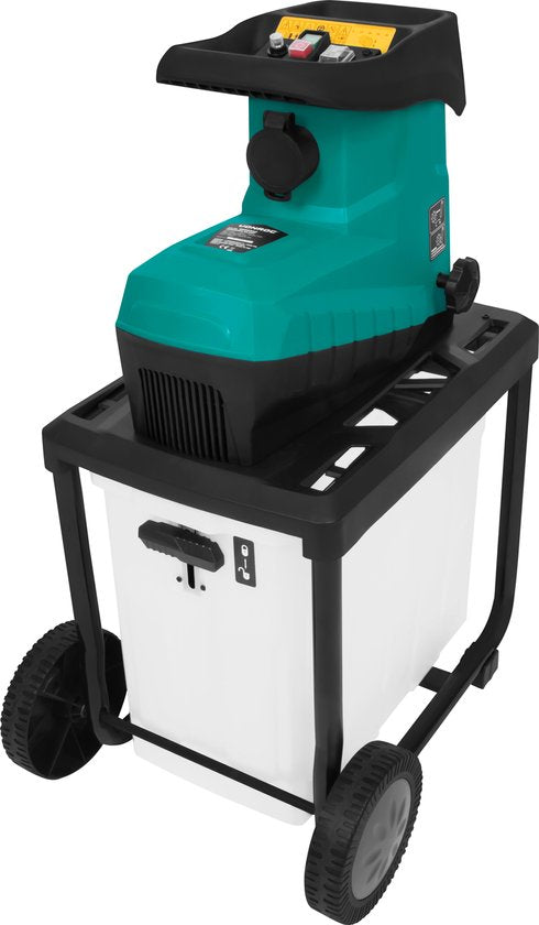 VONROC - Gartenhäcksler - Leise - 2800W - für Äste bis zu Ø45mm - Inkl. 60L Auffangbehälter & Schiebestock - Grün/Schwarz