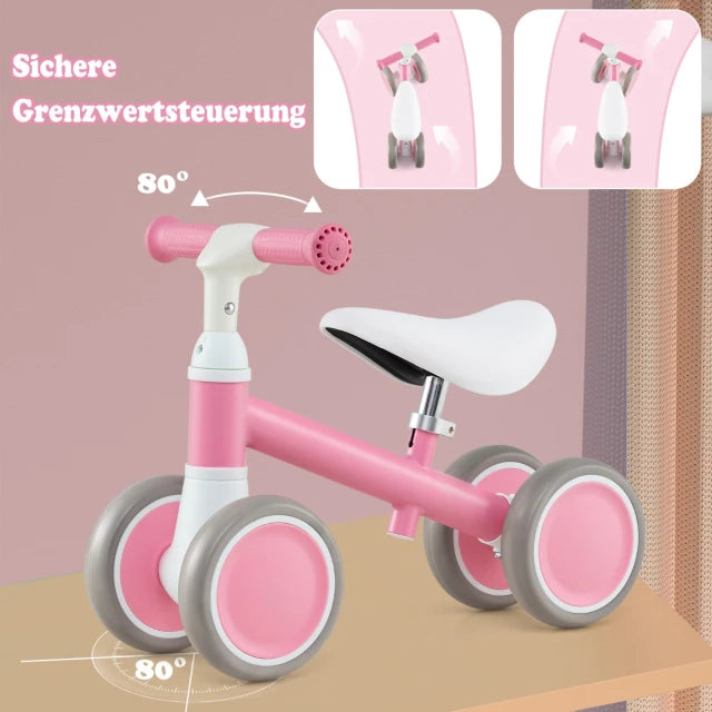Coast Balance Bike 4 Räder 51 × 25 × 38/41 cm - Pink - Verstellbares Baby Balance Bike für Kinder von 1 bis 3 Jahren