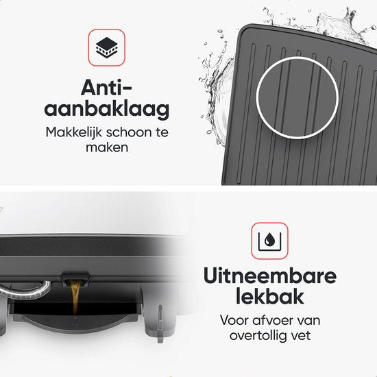 Kitchenwell Kontaktgrill - Grillgerät - Toastgerät - Antihaft - 3-in-1 -180 °C Grill