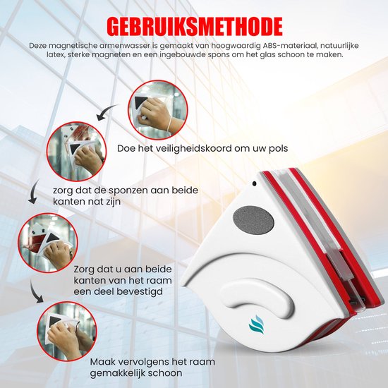 TibaGoods Magnetischer Fensterwischer für Doppelverglasung - Fensterreiniger - Magnetischer Fensterwischer
