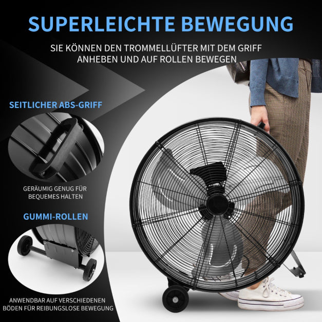 Coast Trommelventilator - 3 Geschwindigkeiten - 240V - 65 x 37 x 67 cm - Schwarz