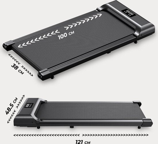 Fitby Laufband - Walking Pad - Walking Band - 1-8km/h - LED Bildschirm - Schwarz