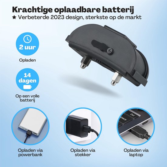 Anti-Bell-Halsband Pro - stoßfreies Erziehungshalsband - für kleine und große Hunde - wasserdicht - wiederaufladbar - Vibration und Audio - 2 zusätzliche Halsbänder
