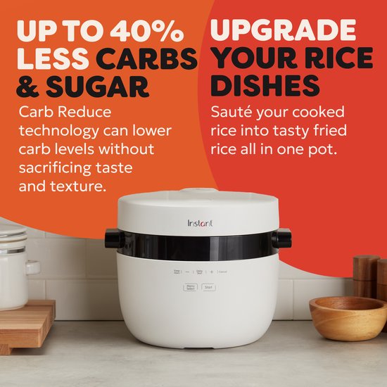 Instant Pot Reiskocher & Dampfgarer 2,8 l – 4-in-1-Multikocher – Slow Cooker – Anbraten – CarbReduce-Technologie