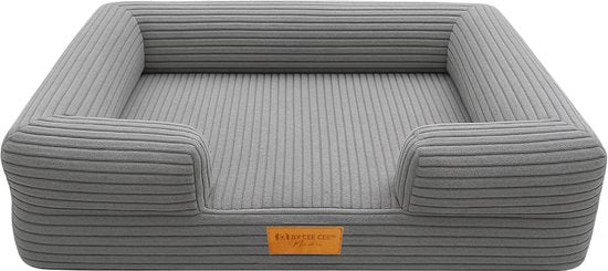 By Cee Cee Orthopädischer Hundekorb - Orthopädisches Hundekissen - Hundebett - Gerippter Stoff - Für kleine Hunde - Dunkelgrau - 80x55