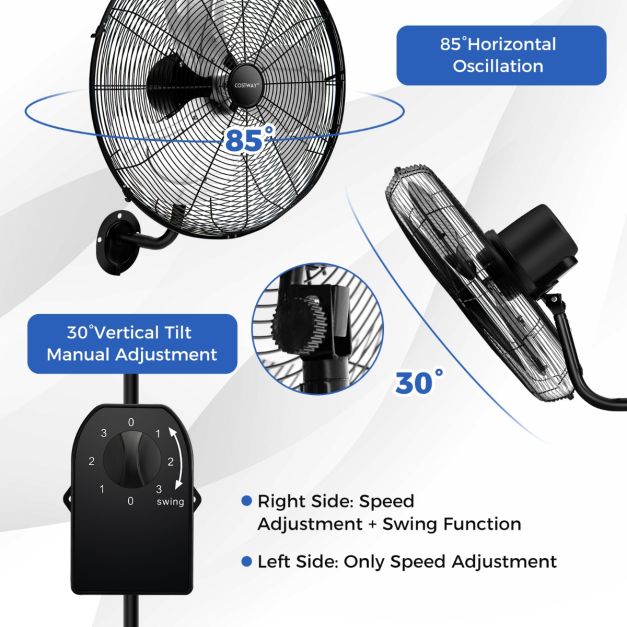 Coast Fan - Ø56 cm - Oszillierend - 1300 RPM - 3 Stufen - 56 x 42 x 68 cm - Schwarz