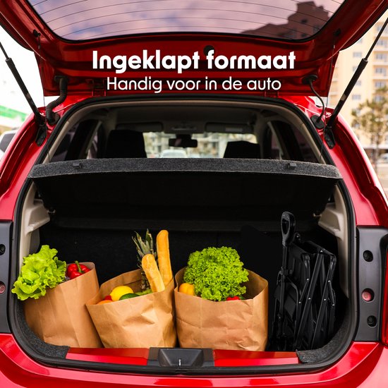 LifeGoods Wagon - faltbar - 80KG Tragfähigkeit - 80L - waschbares Polyester - zusammenklappbarer Wagon - kompakt - schwarz