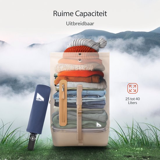 NOHRD Rolltop Rucksack mit Laptopfach - 20 bis 40 Liter - Laptoptasche 15.6 Zoll - Schulranzen - Laptoprucksack Damen & Herren