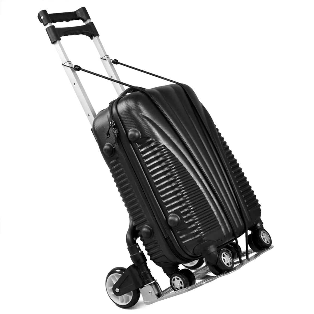Yaheetech Trolley faltbar 75 kg - Ausgestattet mit Teleskopgriff und Gummirädern und inklusive Spannseil - Für Transport und Umzug - Schwarz und Silber Aluminium und Kunststoff - 39,5 x 39,5 x 100 cm