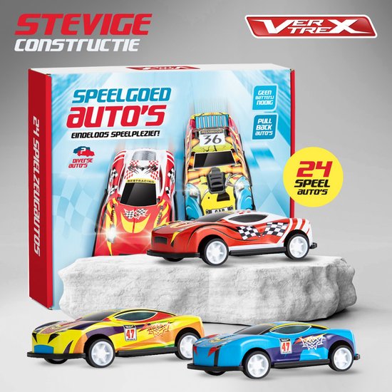 Vertrex Spielzeugauto-Set - 24 Teile - Autos für Jungen - Pull Back Wheels Autos - Autos - Spielzeugautos
