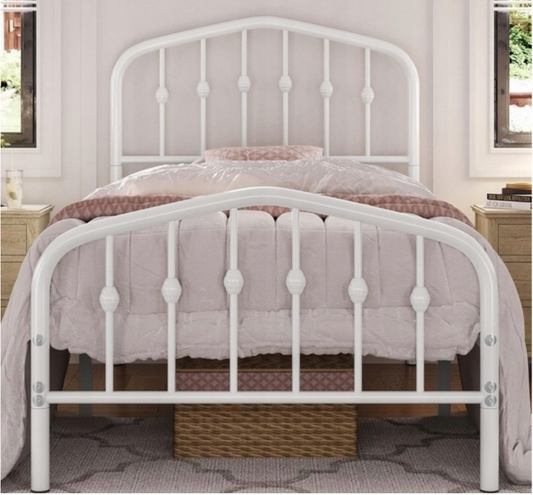 Yaheetech Einzelbett aus Metall im Vintage-Stil – Weiß – 90 x 190 cm