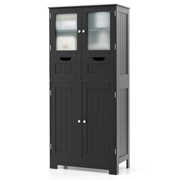 Coast Standschrank – 4 Türen – 2 Glastüren – 2 Schubladen – Grau