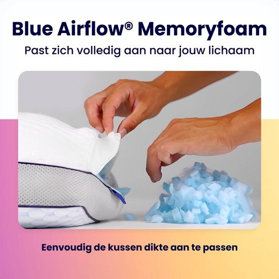 SoulsnoozeÂ® Memory Foam Pillow Dawn- 100 Nächte Probeschlaf - Individuelles Design - Nackenschmerz-Kissen - Geeignet für Rücken-, Seiten- und Bauchschläfer - Zerkleinerter Memory Foam - 50x70cm