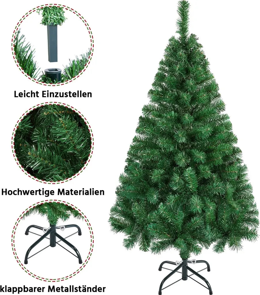 Yaheetech Kunstweihnachtsbaum 124 cm mit klappbarem Ständer, grün