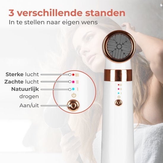 Nuvance - Haartrocknerbürste - mit 5 Aufsätzen - Lockenbürste - 600W - Weiß/Rosa