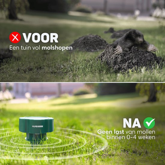 Vulpes Goods® Repellent - Maulwurfsabwehr - 4 Stück - Mausabwehr - Maulwurfskontrolle - Solarbetrieben - Wasserdicht - Tierfreundlich - PRO V2
