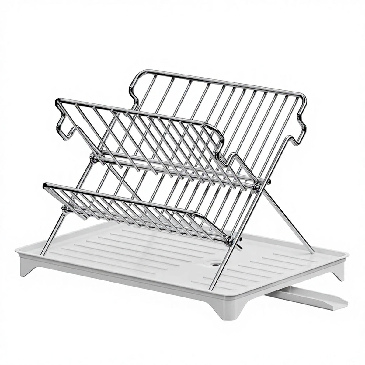 Maxcook zusammenklappbarer Abtropfständer – 2-stöckig, Edelstahl – mit Auffangschale – 42 × 32 × 30 cm