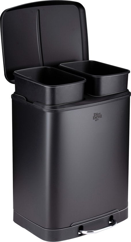 Dirt Devil Treteimer - Mülltrenner - 2x 12L - Schwarz