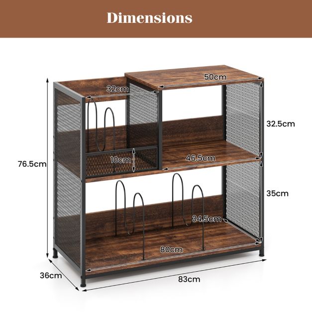 Coast Plattenspieler-Ständer - 83 x 36 x 76,5 cm - Rustikales Braun - Fasst bis zu 300 Alben