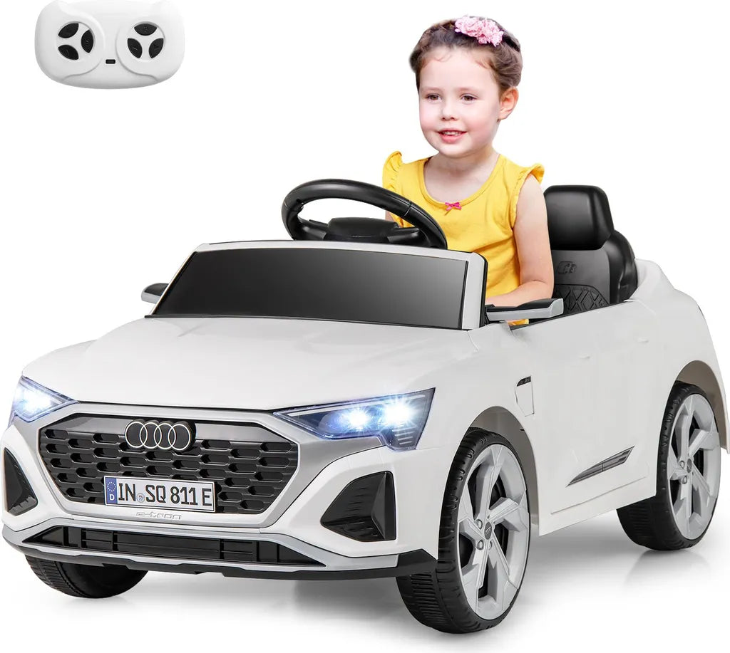 Coast Audi SQ8 Kinderauto Weiß - 12V Elektroauto mit Fernsteuerung, LED und Musik - 98 x 49 x 43 cm