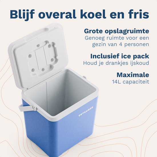 TRVLMORE Cool Box 14L - 47 Stunden Kühlung - Kühlbox - Inklusive Kühlelement - Cool Box Small - Blau