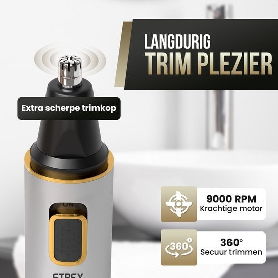 Strex 3 In 1 Nasenhaartrimmer Set - Wiederaufladbar & Waschbar - Nasentrimmer / Ohrentrimmer / Augenbrauentrimmer / Barttrimmer - Männer & Frauen