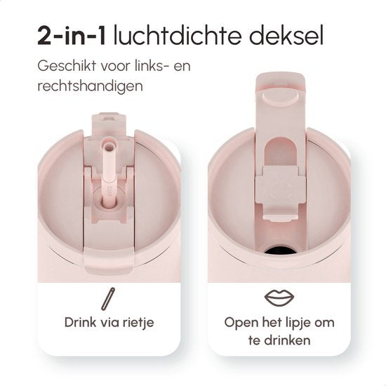 ONYX Trinkflasche mit Strohhalm 1,2 Liter - Wasserflasche für Kinder & Erwachsene - Thermosbecher Reisebecher - Motivationstrinker - Trinkbecher für die Schule - Pink