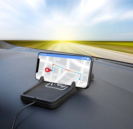 Dunlop Phone Holder Car/ Qi Charger - Wireless Charging - Schnelles Ladegerät - inkl. Autoladegerät und Kabel