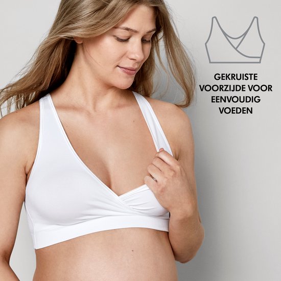 Medela Keep Cool Sleep-BH – Nahtloser Schlaf-BH – Schwangerschafts-BH – Still-BH mit 2 atmungsaktiven Zonen – Soft-Touch-Material – Weiß – Größe S