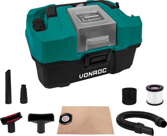 VONROC Kompakter Allzweckreiniger / Staubsauger - 20V - Inkl. diversem Zubehör - Ohne Akku & Ladegerät