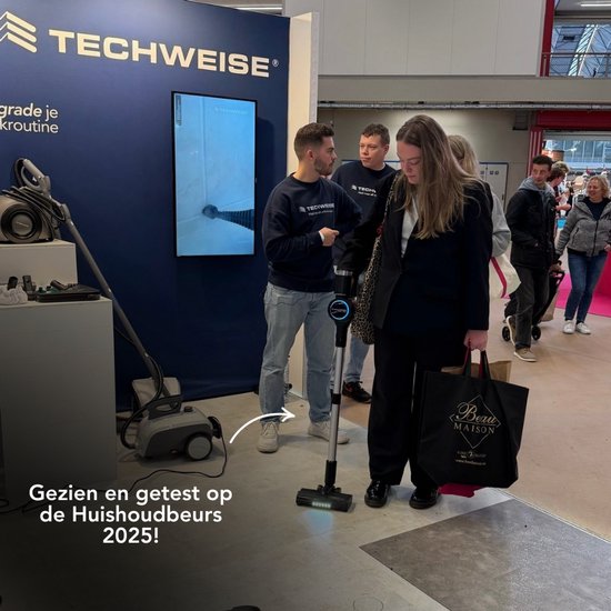 Techweise TV1 Kabelloser Staubsauger - Akkulaufzeit 90 Minuten - Extrem leistungsstark - Mit 3 Zubehörteilen - Staubbuster - Staubsauger ohne Beutel