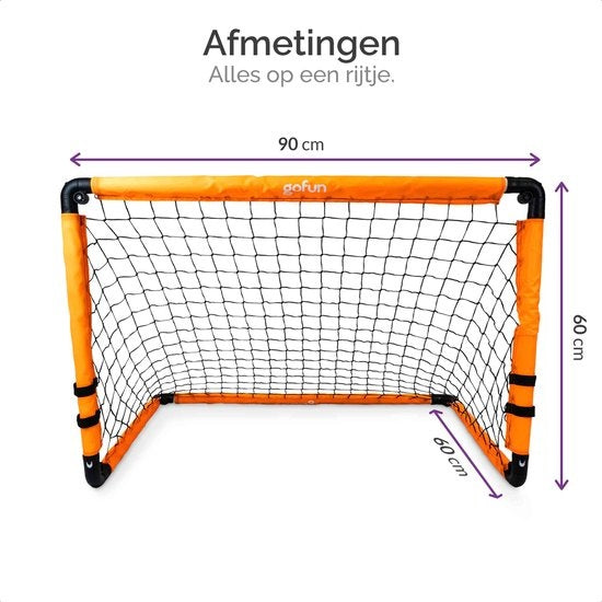 Gofun Fußballtor 2er-Set - Fußballtore - Fußballtor - Fußballtore für Kinder - faltbar - 90 x 60 x 60 cm - Schwarz/Orange