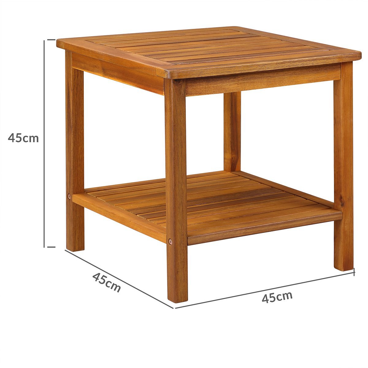 Casaria Beistelltisch Washington aus Akazienholz – Braun – 45 x 45 x 45 cm