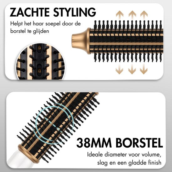 Sansbeauté® Blowout 3-in-1-Thermobürste 38 mm - Keramik-Wärmebürste - Multistyler - Airstyler - Lockenbürste - Haarbürste - Glättbürste - Wärmebürste - Volumen und Locken - Drehbares Kabel