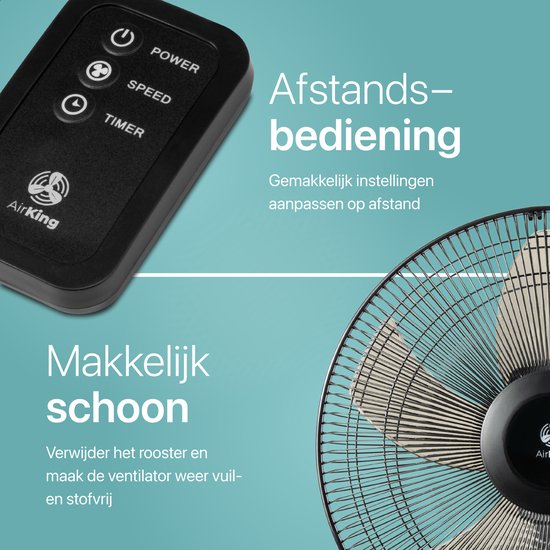AirKing Stativ-Ventilator - Extra leise - Energieeffizient - 5 Geschwindigkeitsstufen - Schwarz