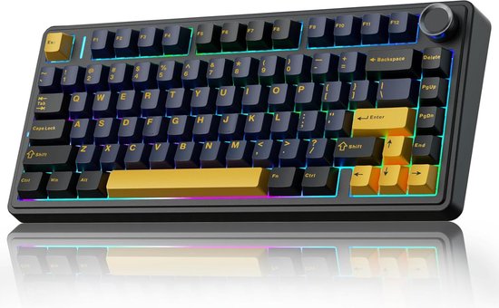AULA F75 – Kabellose Gaming-Tastatur – Mechanisch – Gasket – Hot-Swap – QWERTY-Tastaturen – Tri-Mode – 80 Tasten – Donnerschwarz